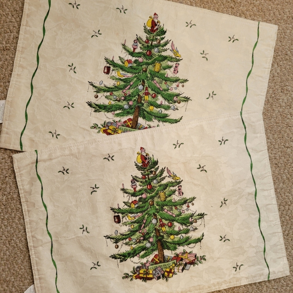 Spode Christmas Tree Placemats (2) ~ GUC ~ For Dining or Crafting ~ Framing ~